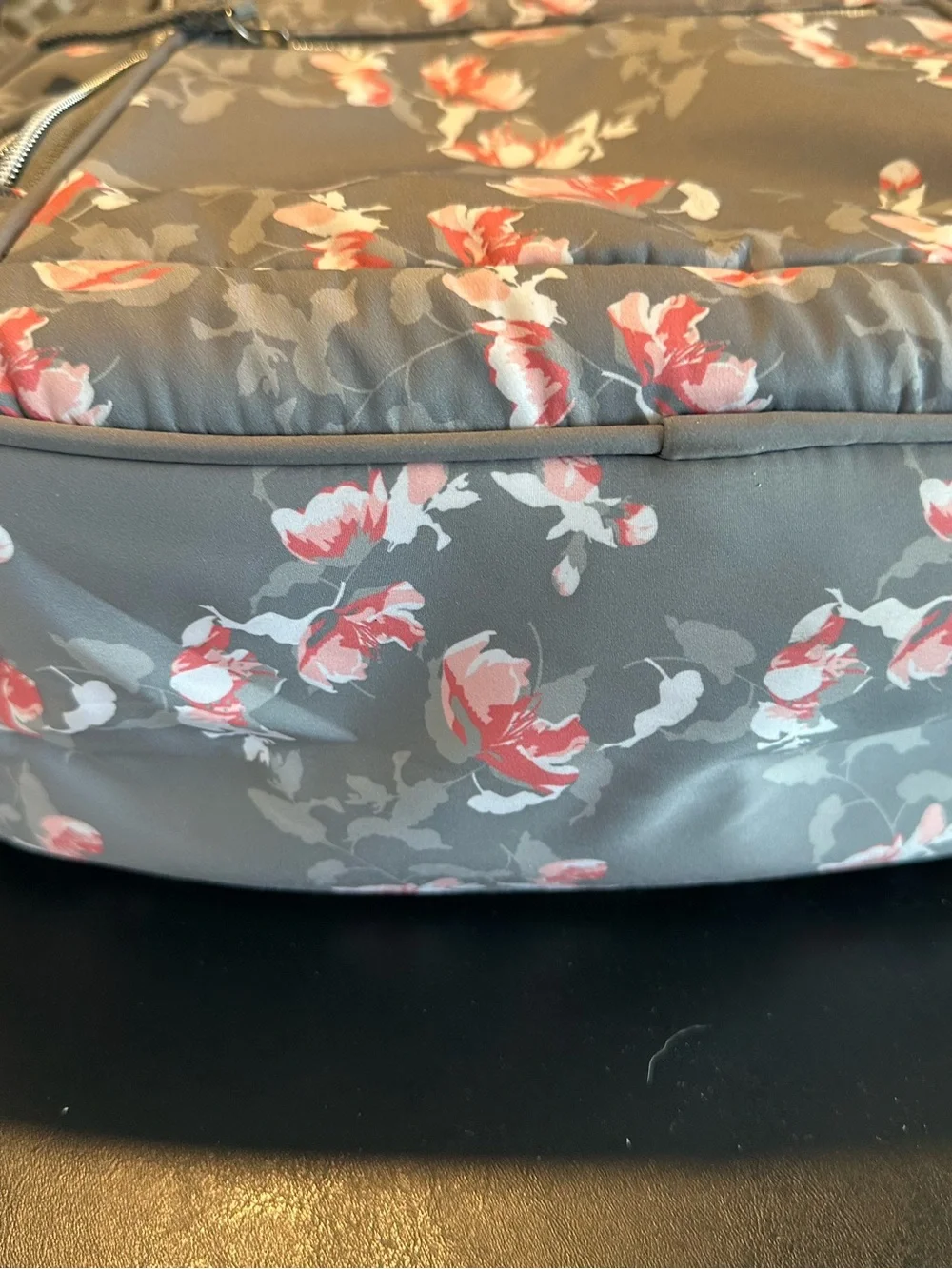 Bananafish Studio Floral Gray and Pinkish Peach Backpack Diaper Bag